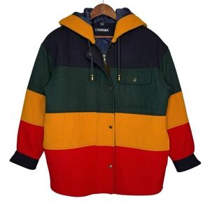 Vintage 90s Bebe Furrina Jacket Mens S Wool Primary Color Block Outerwear